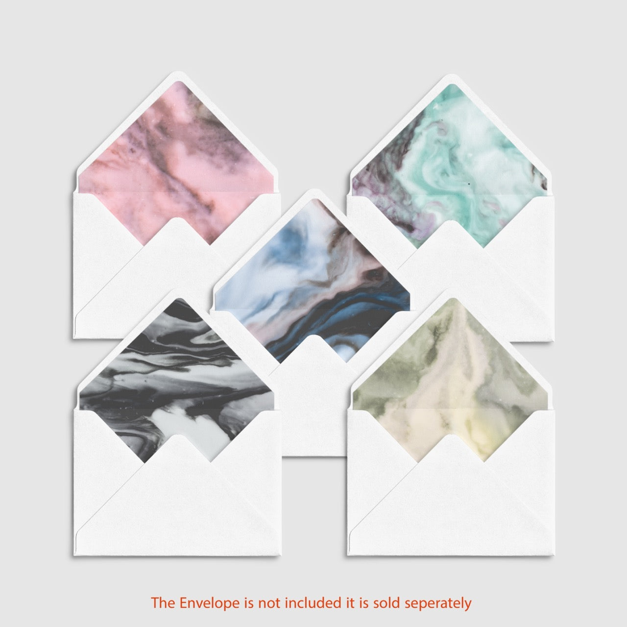 A6 Envelope Liners - Soft Marble - Set Of 5 (Sold without the envelope)